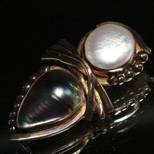 Margaret Ellis Marked Studio Artisan Sterling Silver Abalone Pearl Modernist 22